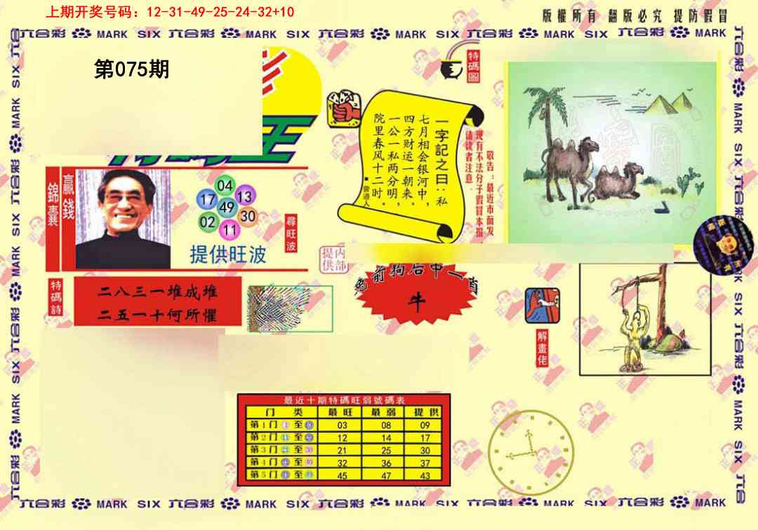 075期心水特码(信封)[图]